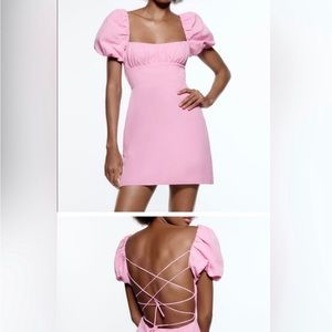 Zara Open Back Pink Mini Dress
